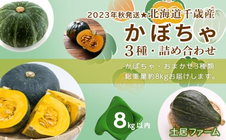 2022年秋発送☆北海道千歳産 かぼちゃ3種つめ合わせ 計8kg《土居ファーム》