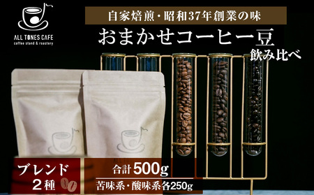 コーヒー 飲み比べ ブレンド 豆 珈琲 ギフト おまかせ 苦味系 酸味系 2種 【ALL TONES CAFE】