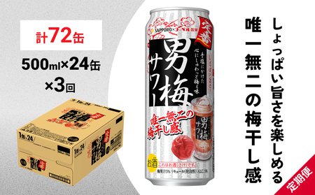 サッポロ 男梅 サワー 500ml×24缶(1ケース)×定期便3回(合計72缶)  缶 チューハイ 酎ハイ サワー