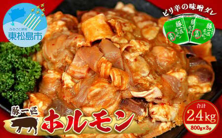 国産 豚ホルモン(ミックス) 辛味噌味 2.4kg（800g×3袋）冷凍 宮城県 東松島市