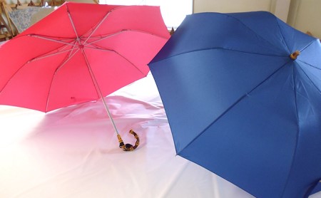 【西川洋傘加工所】 婦人折傘（共袋付） ブルー