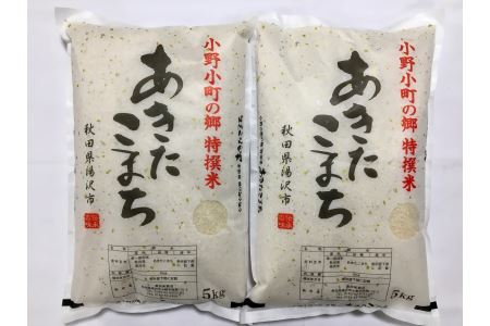 【令和5年産米】小野小町の郷特撰米あきたこまち　5kg×2袋[B6-2201]