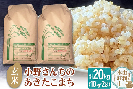 【玄米】小野さんちのあきたこまち(10kg×2袋) 計20kg