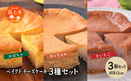 ベイクドチーズケーキ3種 3個セット【飯田川つくし苑】