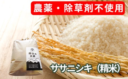 農薬・除草剤不使用で栽培したササニシキ「郷山のお米 5kg」（精米）