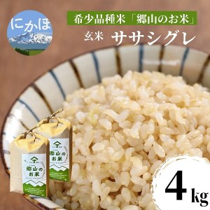 【希少品種米】ササニシキの親　農薬不使用のササシグレ「郷山のお米」4kg（2kg×2袋）（玄米）