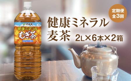 『定期便：全3回』健康ミネラル麦茶2L×6本×2箱【500005】