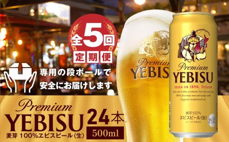 『定期便：全5回』ヱビスビール500ml×24本【300040】