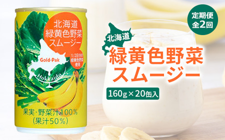 『定期便：全2回』北海道緑黄色野菜スムージー160ｇ×20缶入【06001701】