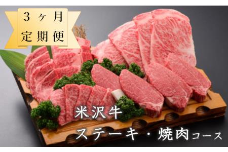 【定期便】米沢牛 ステーキ・焼肉コース【冷蔵】 牛肉 和牛 ブランド牛 [030-A024]