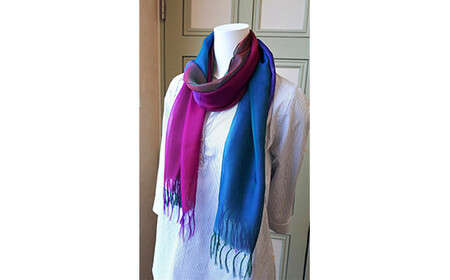 米沢織 高級絹ストール ピーコック 1枚 ( 濃紫緑 ) ストール 正絹 高級 伝統織物 [013-006-01
