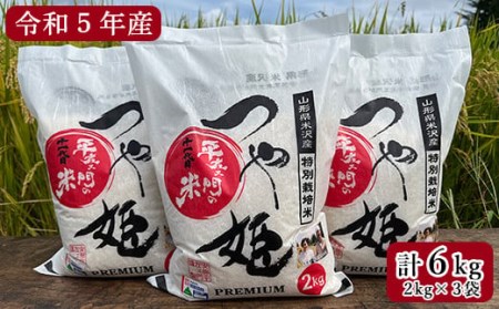 【令和5年産 】 特別栽培米 つや姫 計6kg ( 2kg×3袋 ) 2023年産 産地直送 農家直送 ブランド米 [061R5-012]