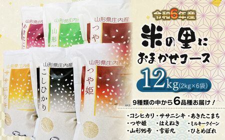 【令和6年産 先行予約】米の里にお任せコース 特別栽培米12kg（2kg×6袋）9種類の中から6種お届け　K-630