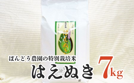 【令和5年産】 ばんどう農園の特別栽培米はえぬき7kg A05-034