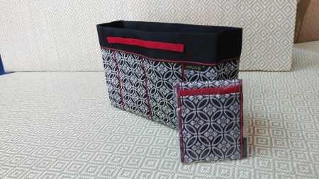 SA0219　【畳の縁で制作】バッグインバッグと名刺・カードケース　（紋縁七宝）