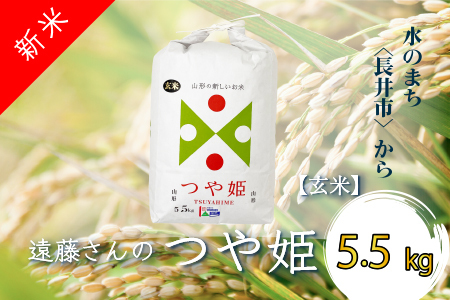 【令和5年産新米】【特別栽培米】【玄米】遠藤さんの「つや姫」5.5kg×1袋_A075(R5)