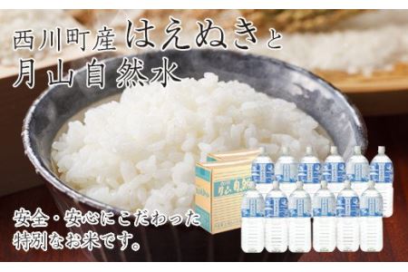 FYN9-270 山形県西川町産米 無洗米 はえぬき10kg（5kg×2）と月山自然水2L×6本 2箱 白米 節水 時短 冷めてもおいしい しっかり 