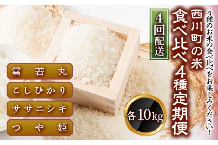 FYN9-427 【定期便4回】 山形県西川町のお米 食べ比べセット 各10kg 食べ比べ 食べくらべ 