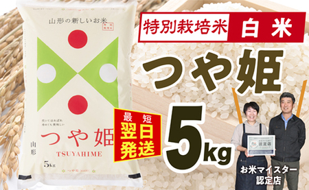 【最短翌日発送】【令和5年産】【白米】特別栽培米 つや姫 5kg