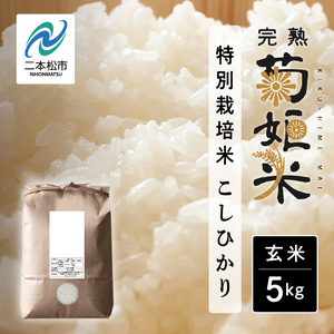 完熟菊姫米　特別栽培米コシヒカリ　玄米5kg【ADATARAふぁーむ】