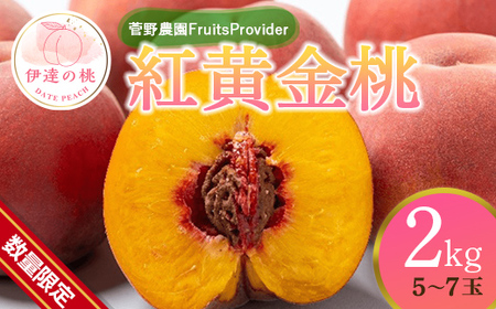 福島の桃 【数量限定】紅黄金桃 2kg（5～7玉） 先行予約 フルーツ 果物 桃 もも モモ momo F20C-641