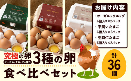 究極の卵、オーガニックエッグを含む3種食べ比べセット