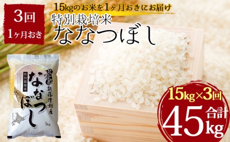 特別栽培米ななつぼし計45kg 15kg×1ヶ月おきに3回発送