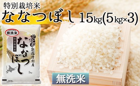 【無洗米】北海道新篠津村産 特別栽培米ななつぼし15kg（5kg×3）