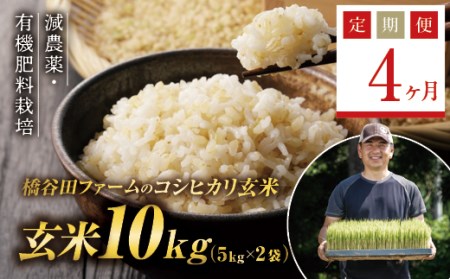 《定期便4ヶ月》減農薬・有機肥料栽培 西会津産米コシヒカリ 玄米 10kg（5kg×2袋） 米 お米 おこめ ご飯 ごはん 福島県 西会津町 F4D-0411
