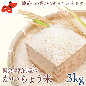 【令和5年産】食味値80以上!会津・柳津産コシヒカリ「かいちょう米」3kg【1467320】