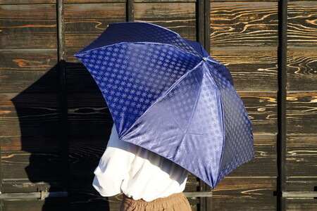 雪華模様の折り畳み傘（サイズ55cm）カラー：ネイビー