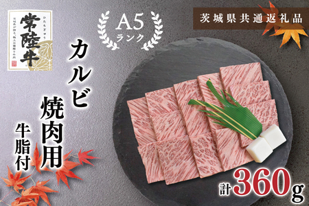 KCK-5【茨城県共通返礼品】【常陸牛A5ランク】カルビ焼肉用360g
