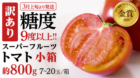 【2024年3月上旬発送開始】《訳あり》 スーパーフルーツトマト 小箱 約800g（7～20玉）× 1箱 糖度9度以上 トマト とまと 野菜 [BC042sa]