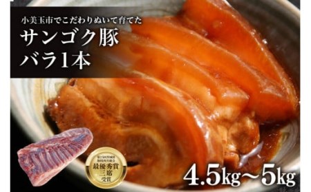 脂身が甘い！サンゴク豚（バラ1本）4.5kg～5kg 豚肉 ブタ肉 国産 茨城県産 ギフト プレゼント 冷蔵 2-F
