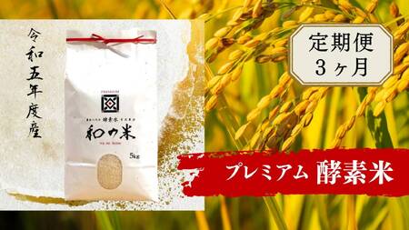 【3ヵ月定期便】＼令和5年産／和の米「酵素米」プレミアム　玄米5kg×3回