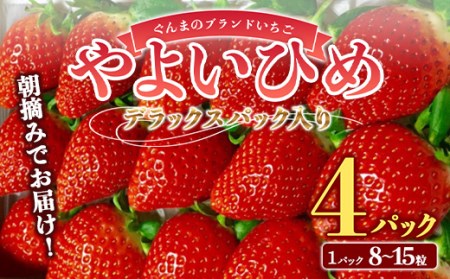 朝摘みでお届け！ぐんまのブランドいちご「やよいひめ」 デラックスパック入り大粒 4パック イチゴ 苺 期間限定 フルーツ 果物 F4H-0037