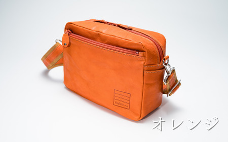【オレンジ】 箱型ショルダー ヌメゴート 山羊革 ゴート革 バッグ 革 ショルダーバッグ プレゼント