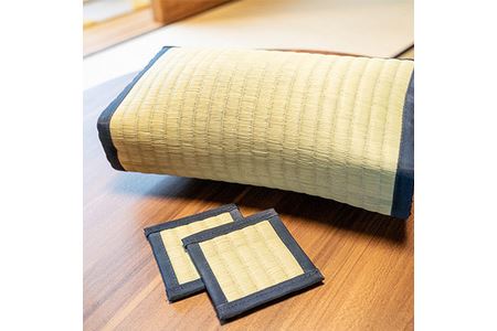 【職人手作り】天然い草の「枕」と「コースター」セット 枕 寝具 睡眠 伝統 技術 快眠 枕