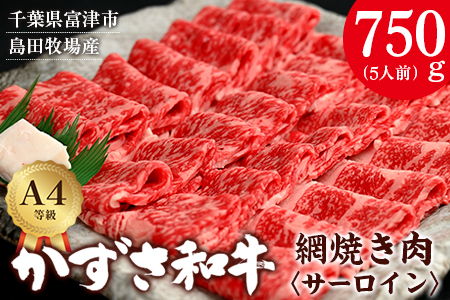 富津市産「かずさ和牛」網焼き肉（サーロイン）750g／5人前