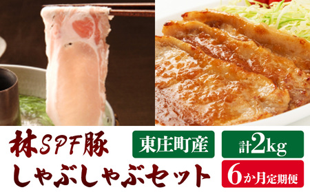 【6ヶ月定期便】東庄町産SPF豚肉／焼肉＆しゃぶしゃぶセット計2kg×6回