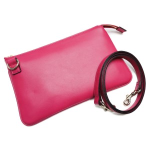 お財布バッグ[JOY]イタリア産高級牛革使用 ショルダー紐付 (全4色)(カラー：ピンク)