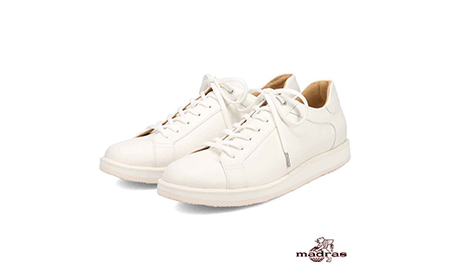 100周年マドラス 浅草ハンドメイド婦人靴 MAL0034　レザースニーカー(サイズ：23.0cm、カラー：ホワイト)