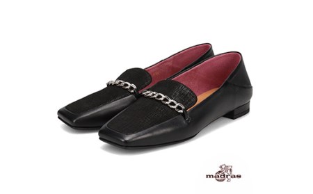 100周年マドラス　浅草ハンドメイド婦人靴 MAL0032　ビットモカシューズ(サイズ：22.0cm、カラー：ブラックコンビ)