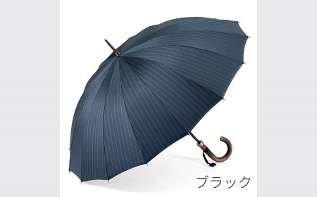 【前原光榮商店】紳士用雨傘 ピンストライプ〈手元：楓〉お名入れ可(カラー：ブラック）