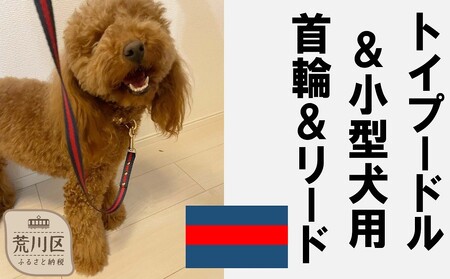 トイプードル及び小型犬用カラー（首輪）＆リード(カラー：紺・赤・紺)【001-004】