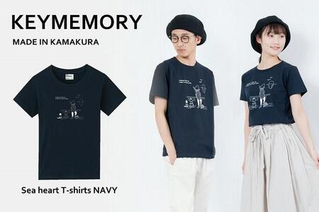 《1》【KEYMEMORY鎌倉】Sea heartイラストTシャツ NAVY