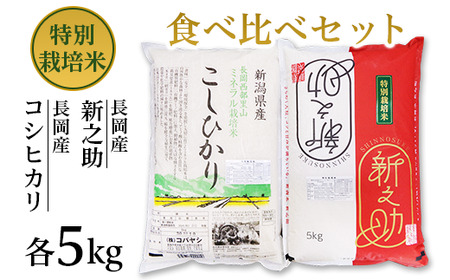 B7-22特別栽培米各5kgセット（ 新潟県長岡産新之助・コシヒカリ）