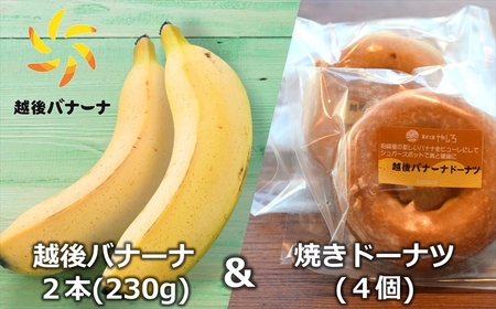 【雪国新潟産バナナ】越後バナーナ 2本（230g）＆焼きドーナツ 4個 セット[ZB398]