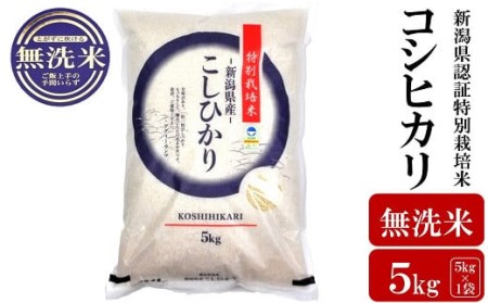 【令和5年産米】新潟県認証特別栽培米 コシヒカリ 無洗米 5kg[ZB406]