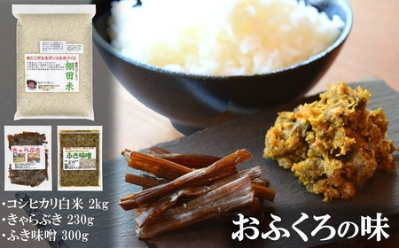 こだわりの棚田米（コシヒカリ）とおふくろの味（きゃらぶき・ふき味噌）セット[B567]